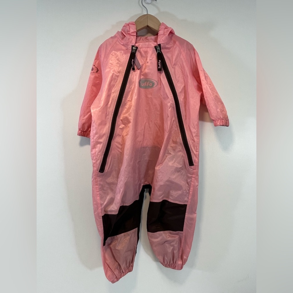 Pink Toddler Girls Tuffo Muddy Buddy one piece rain suit 2T